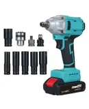 21V Cordless Impact Wrench Kit, 600Nm Electric Spanner with 2 PCS 1500mAh Batteries Bits Sockets Power Impact Wrench for Car and Home Use, US Plug