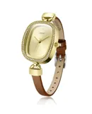 JULIUS Women's Watch, Simple Fashion Personalised Waterproof Diamond Encrusted Watch, Vintage Square Women's Watch