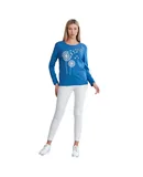 Long Sleeve Scoop Neck Shirt for Women in Dandelion Print, Soft Combed Cotton Comfort