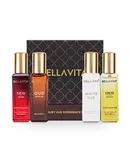 Luxury Oud Experience Set by Bellavita for Unisex - 4 Pc Gift Set 0.68oz Oud Gold EDP Spray, 0.68oz White Oud EDP Spray, 0.68oz Oud Dark EDP Spray, 0.68oz Oud EDP Spray
