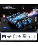 RC Cars 6WD Drift Stunt,Remote Control Car for Boys Age 6-12,360° Rotating Spray Car for Gifts Six wheels music spray car [blue] dual remote control