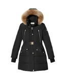 Michael Michael Kors Women's Black Down Belted Puffer Coat 3/4 Length