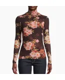 Johnny Was Women Spell Of Winonna Mock Neck Long Sleeve Mesh Tee Multi