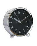 Reloj despertador silencioso de cabecera de metal de 4 pulgadas (negro)