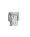 Johnny Was Womens Blouse Blue Floral Tatiana Top Peasant Ladies