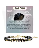 Farfume Crystal Beaded Bracelets, Chakra 4mm Natural Stone Beads Bracelets, Gemstone Spiritual Jewelry Gifts for Women,Black