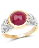 5.11 Carat Glass Filled Ruby And White Topaz .925 Sterling Silver Ring