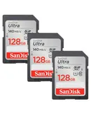 3x Sandisk Ultra 128GB SDXC UHS-I Class 10 Memory Card