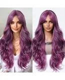 29 inch/73cm Long Curly Wig Grape Purple Cosplay Hair Wigs Side Bangs Women's Costume Wigs Festival Party Wig Heat Resistance Synthetic Wig
