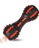 Dog Squeaky Toys for Aggressive Chewers, Almost Indestructible Squeaky Toys for Dogs, Teething Chew Toys for Medium Large Breed, Durable Rubber Dog Toy, Dumbbell Shape, Black