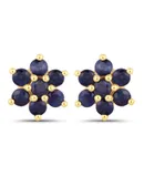 0.84 Carat Genuine Blue Sapphire 10k Yellow Gold Earrings