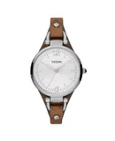 Reloj Fossil Mujer | Coleccion Georgia | Modelo ES3060 | Caja Redonda | Ø 32mm Acero inoxidable | Cierre Desplegable | Movimiento Cuarzo | Dial Blanco | Cristal Mineral | Correa Cuero Marrón | 50m / 5 ATM | Línea Clásico