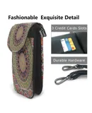 Multicolor Bohemia Pu Leather Crossbody Phone Bag Card Slots Flip Phone Purse With Adjustable Strap 7.6x4.9inch