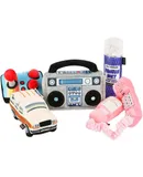 P.L.A.Y. Cute Plush Dog Toys 1980s Classics Themed Durable Squeaker Crinkle Chew Toys, Great for Puppies & Small, Medium, Large Dogs Machine Washable, Recycled Materials (5 Piece Set)