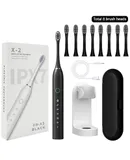 Sonic Electric Toothbrush, 6 Modes Rechargeable Electric Toothbrush Built-in 2 Minute Timer, 8 Brush Heads, with stand and travel case,(Black)