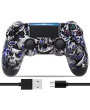 for PS-4 Wireless Controller 600mAh Long-Time-Play Joystick Dual Vibration/Touchpad/Audio Port/Six-Axis Motion Control Compatible with Slim/Pro Console( Blue Death Spirit) 
