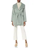 Tahari Women's Wool Wrap Coat with Tie Belt, Sage