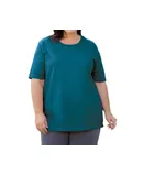 On The Plus Side Jersey U-Neck Short Sleeve Tee - Plus In Deep Sea