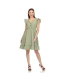 Women's Ruffle Sleeve Knee-Length Dress Sage Medium