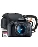 Canon EOS Rebel T7 DSLR Camera (Body Only) + Canon EF-S 18-55mm f/3.5-5.6 IS STM Lens + Transcend SDXC 128GB UHS -I U3 300s V30 Class 10 95MB/s + Vivitar VPT200 Sports Action Grip for Camera and Camcorder Black with Smart Phone Holder + DSLR Gadget Bag
