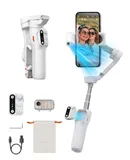 Hohem iSteady V3 Phone Gimbal Stabilizer, Magnetic AI Tracking Sensor with Fill Light, Detachable Remote Control, Built-in Extension Rod and Tripod, Foldable 3-axis Stabilization Gimbal, White