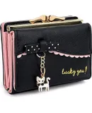 Women's Trifold Wallet Cute Kitty Bowknot Card Holder Small Coin Purse