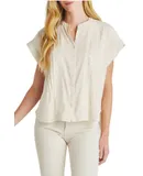 Splendid Paloma Pintuck Lace Top Blouse In Moonstone
