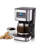 Taylor Swoden  Programmable Coffee Maker, Regular & Strong Brew Drip Coffee Machine for , Black & Stainless Steel