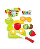 Play Food Set Multicolor Mundo Toys 11 Pcs Plastic Cutting Fruits Vegetables w/Basket