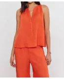 Velvet By Graham & Spencer Tacy Linen Top In Paprika