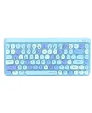 UBOTIE Portable Bluetooth Colorful Computer Keyboards, Wireless Mini Compact Retro Typewriter Flexible 84Keys Design Keyboard (Blue-Colorful)