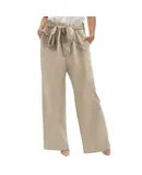 Women's Wide Leg Autumn Oversized Casual Pocket with Belt for Women Trousers Women's Latex Sfdde593khaki M
