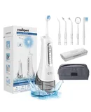 Schoben Power Dental Flossers，Water Flosser， Portable Dental Oral Irrigator-300ml，Storage bag + brush head-L9（White）