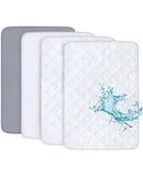 Pack and Play Sheets and Waterproof Pack n Play Mattress Protector Pad Cover 4 Pack Set, Ultra Soft Pack n Play Mattresses Sheets Compatible with Graco Pack n Play, Grey&White