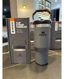 Stanley car sippy cup stainless steel summer cold and heat preservation coffee cup with lid-grey
