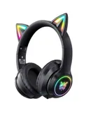 B90 head-mounted Bluetooth children's light-emitting cute online class learning headphones cat ear wireless head-worn music headphones-black