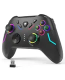 WOOT wireless PC game controller for Windows (7/8/10/11), compatible with Nintendo Switch and Steam Deck, 9-color LED game controller with Turbo function, adjustable vibration, and headphone jack (2.4G)