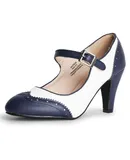 J. Adams Mary Jane Oxford Pumps - Cute Low Kitten Heels - Retro Round Toe Shoe with Ankle Strap - Kym