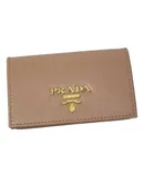 Prada Vitello Move Cipria Beige Leather Mini Cardholder Snap Wallet