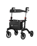 Foldable Wheeled Walker with Backrest and Bag - Adjustable Height, Lightweight, and Sturdy Design for Enhanced Mobility Support