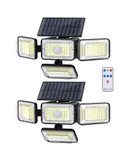 Mokot Solar Lights Outdoor, 288 LED 2800LM Solar Motion Sensor Outdoor Lights with Remote Control, 4 Heads lP65 Waterproof Solar Flood Security Lights for Outside Patio Wall -2PACK