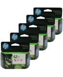 5x HP 62XL High Yield Tri-color Original Ink Cartridge - 415 Pages (C2P07AA)