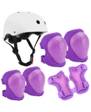 Kids outdoor skateboarding, Bike Helmet Toddler Helmet Kids Sport Protective Gear Set-White/Purple