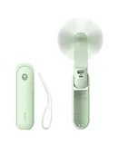 JISULIFE Portable Handheld Fan, Mini Rechargeable Hand Fan, Small Battery Operated 14-21hrs, Personal USB Foldable Fan, Pocket Fan with Power Bank, Flashlight, Gifts for Women/Girls/Friends - Mint Green
