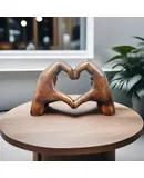 Gesture Statue Decoration Home Decor Bedroom Bookshelf Coffee Table Hand Decor Sculpture Love Finger Aesthetic Accents Decorations Thanksgiving Valentine Day Gifts (Brown)