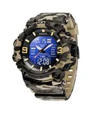 SMAEL Outdoor Waterproof Electronic Watch Camouflage Sports Luminous Tactical Men's Military Watch Mountaineering-Camouflage khaki