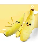 Dog Toy Squeaky Plush Toys Cute Banana Carrot Shapes BB Sound Crinkle Paper Dog Cat Accessories Durable Pet Toy Gift for Christmas (Banana S+L 2pcs)