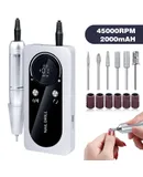 Electric 45000RPM Nail Drill Machine Rechargeable Portable Nail File Electric DIY Nail Drill Kit with Smart LCD Screen for Gel Nail Manicure and Pedicure Reflective Body etc(Pink)