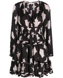 Ulla Johnson Women Emery Tie Dye Ruffled Mini Dress Noir Blur