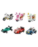 Children's toy car building blocks, mini small car model 6 pieces, micro-particle building blocks assembled toys, children's small gift gift